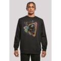 Sweatshirt F4NT4STIC "Marvel Guardians of the Galaxy Neon Rocket", Herren, Gr. L, schwarz, Obermaterial: 50% Baumwolle, 50% Polyester, casual, regular fit, Rundhals, Langarm ohne Bündchen, Sweatshirts, Print