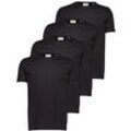 T-Shirt LINDBERGH, Herren, Gr. L, schwarz, Single Jersey, Obermaterial: 100% Baumwolle, casual, relaxed fit normal, Rundhals, Kurzarm, Shirts, mit Rundhalsausschnitt im 4-er Pack