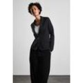 Kurzblazer STREET ONE, Damen, Gr. 34, schwarz, Stoff, Jersey, Oberstoff: 60% Viskose, 35% Polyamid, 5% Elasthan; Futter: 100% Polyester, unifarben, casual, normal kurz, V-Ausschnitt, Langarm abgesteppt, Blazer, mit Reverskragen