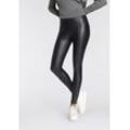 Leggings TAMARIS, Damen, Gr. 34, N-Gr, schwarz, Jersey, Obermaterial: 95% Polyester, 5% Elasthan, feminin, sehr figurbetont knöchelfrei, Hosen, in Leder-Optik