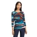 3/4-Arm-Shirt BETTY BARCLAY "Betty Barclay Basic Shirt mit Print" Gr. 36, blau (dark blue/petrol) Damen Shirts Druck