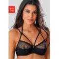 Büstenhebe PETITE FLEUR GOLD Gr. 75, Cup D, schwarz Damen BHs BH Bügel-BH Büstenhebe Hochzeitsdessous Hochzeitswäsche Neckholder-BH Reizwäsche Spitzenwäsche mit Neckholder und Strass-Applikation, sexy Dessous,