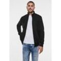 Sweatjacke STREET ONE MEN, Herren, Gr. L (42), schwarz, Web, Sweatware, 80% Baumwolle, 20% Polyester, unifarben, casual, gerade normal, hoch geschlossener Ausschnitt, Langarm Bündchen, Sweatjacken, mit Stehkragen