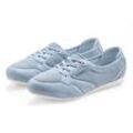 Sneaker LASCANA Gr. 35, blau (hellblau), Damen, Obermaterial: 70% Textilmaterial, 30% Lederimitat. Futter: 100% Textilmaterial. Decksohle: 100% Textilmaterial. Laufsohle: 100% Synthetik, unifarben, Schuhe, Freizeitschuh, Halbschuh in modischer Mesh-Optik VEGAN