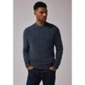 Rundhalspullover STREET ONE MEN Gr. L (42), blau (dunkelblau melange), Herren, Stoff, 44% Polyacryl, 29% Polyester, 23% Wolle, 4% Elasthan, unifarben, Pullover Grobstrickpullover, aus elastischem Materialmix