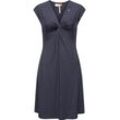 Jerseykleid RAGWEAR "Comfrey Solid" Gr. L (40), Normalgrößen, blau (navy), Damen, Material: 48% Viskose, 47% Polyester, 5% Elasthan, Kleider, stylisches Sommerkleid mit tiefem V-Ausschnitt