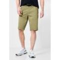 Shorts STREET ONE MEN, Herren, Gr. 31, Kurz, grün (thyme grün), Web, 97% Baumwolle, 3% Elasthan, unifarben, casual, regular fit knielang, Hosen, mit Bindegürtel