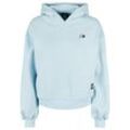 Kapuzenpullover STARTER BLACK LABEL "Starter Black Label Damen", Damen, Gr. L, blau (icewaterblau), 65% Baumwolle, 35% Polyester, unifarben, casual, oversize, ohne Ausschnitt, Langarm, Pullover