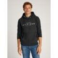 Hoodie TOMMY HILFIGER "TOMMY HILFIGER HOODY", Herren, Gr. M, schwarz, Sweatware, Obermaterial: 60% Baumwolle, 40% Polyester, bedruckt, casual, regular fit hüftlang, Langarm Rippbündchen, Sweatshirts, mit Logo