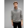 Stehkragenpullover STREET ONE MEN, Herren, Gr. XL (54), grau (stone grau melange), Web, 100% Baumwolle, unifarben, casual, gerade hüftlang, hoch geschlossener Ausschnitt, Langarm Bündchen, Pullover, mit Stehkragen