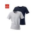 T-Shirt H.I.S, Herren, Gr. S, blau (marine, grau, meliert), Jersey, Obermaterial: 95% Baumwolle, 5% Elasthan, unifarben, Basic, bequem, Rundhals, Kurzarm abgesteppte Kante, Shirts, mit Rundhalsausschnitt perfekt als Unterziehshirt