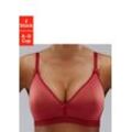 Bralette-BH PETITE FLEUR Gr. 70, Cup D, rot (rot, weiß), Damen, Obermaterial: 80% Baumwolle, 10% Elasthan, 10% Polyamid, BHs BH Bralette BH-Set Bügelloser-BH, ohne Bügel mit Spitzenband, aus weicher Baumwolle, Basic Dessous