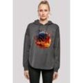 Kapuzenpullover F4NT4STIC "Basketball On Fire Sport OVERSIZE HOODIE" Gr. L, grau (charcoal) Damen Pullover Print