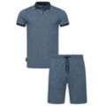 Poloshirt RAGWEAR "Set Porpi" Gr. L (52), blau (navy), Herren, Material: 50% Baumwolle, 50% Polyester, Shirts, Modisches Herren Set aus Hemd und kurzer Hose