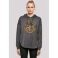 Kapuzenpullover F4NT4STIC "Harry Potter Hogwarts Crest Gold" Gr. L, grau (charcoal) Damen Pullover Print