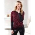 Rundhalspullover CLASSIC BASICS "Jacquard-Pullover", Damen, Gr. 38, rot (schwarz, dunkelrot, gemustert), 100% Polyacryl, gemustert, animal-print, mehrfarbig, Pullover