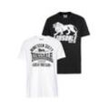 T-Shirt LONSDALE "BYLCHAN" Gr. 4XL (68/70), schwarz-weiß (weiß, schwarz), Herren, Single Jersey, Obermaterial: 100% Baumwolle, Shirts