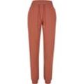 Jogginghose URBAN CLASSICS "Urban Classics Damen Ladies Organic High Waist Sweat Pants", Damen, Gr. 4XL, US-Größen, orange (terracotta), 100% Baumwolle, unifarben, loose fit, Hosen