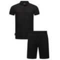 Poloshirt RAGWEAR "Set Porpi" Gr. L (52), schwarz, Herren, Material: 50% Baumwolle, 50% Polyester, Shirts, Modisches Herren Set aus Hemd und kurzer Hose