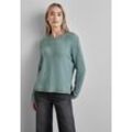 Strickpullover STREET ONE Gr. 34, blau (steelwood blau melange), Damen, 37% Baumwolle, 34% Polyacryl, 26% Polyester, 3% Elasthan, unifarben, Pullover, aus softem Materialmix