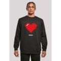 Kapuzenpullover F4NT4STIC "Pixel Herz Good Vibes Happy People", Herren, Gr. L, schwarz, Obermaterial: 50% Baumwolle, 50% Polyester, casual, relaxed fit, Rundhals, Langarm, Pullover, Print