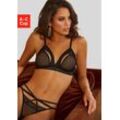 Set: Ouvert-BH PETITE FLEUR GOLD Gr. 70 (32/34), Cup C, schwarz Damen BH-Sets BH-Set Ouvert Bügelloser-BH Triangel-BH Spitzenwäsche Spitzen-BH mit aufknöpfbaren Cups, sexy Dessous, Reizwäsche