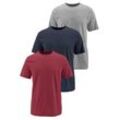 T-Shirt MAN'S WORLD Gr. 48/50 (M), bunt (rot, marine, grau, meliert) Herren Shirts Kurzarm, unifarben, Rundhals, aus Baumwolle, im 3er-Pack Bestseller