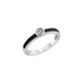 Fingerring CELESTA "925 Silber rhodiniert mit Zirkonia weiß und schwarz" Fingerringe Gr. 054 (17,2), Silber 925 (Sterlingsilber), silberfarben (silbergrau + schwarz) Damen