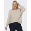 Strickpullover ONLY CARMAKOMA "CARNEW ADALINE LIFE L/S PULLOVER KNT", Damen, Gr. M (46/48), grau (pumice stone), Strick, Obermaterial: 80% Viskose, 20% Nylon, unifarben, casual, Rundhals, Langarm, Pullover