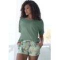 Shorty VIVANCE DREAMS Gr. 32/34, grün (grün gemustert) Damen Homewear-Sets mit abstraktem Naturprint