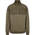 Sweater URBAN CLASSICS "Urban Classics Herren Military Troyer", Herren, Gr. M, grün (olive), 65% Baumwolle, 35% Polyester, unifarben, Langarm, Sweatshirts