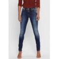 Skinny-fit-Jeans ONLY "ONLSHAPE REG SK DNM REA4488" Gr. 26, Länge 34, blau (dunkelblau denim), Damen, Obermaterial: 91% Baumwolle, 7% Polyester, 2% Elasthan, Abriebeffekte, Jeans