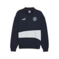 Sweatshirt PUMA "Manchester City ftblCULTURE+ Sweat Drill Oberteil Herren", Herren, Gr. L, blau (club navy silber mist blau gray), Obermaterial: 100% Baumwolle; Kragen: 100% Baumwolle; Rippe: 97% Baumwolle, 3% Elasthan, normal, Langarm, Sweatshirts