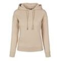 Kapuzenpullover URBAN CLASSICS "Urban Classics Damen Ladies Organic Hoody", Damen, Gr. L, beige (sand), 100% Baumwolle, unifarben, casual, normal, ohne Ausschnitt, Langarm, Pullover