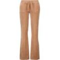 Sweathose JUICY COUTURE "HERITAGE CROWN CAISA LOW RISE PANT _ Damen", Damen, Gr. L, braun (cafe au lait), 51% BAUMWOLLE 27% VISKOSE 22% POLYESTER, figurbetont, Hosen, Trainingshose Damen, Sweathose, Velour, Jogginghose mit Glitzer, Sale