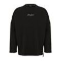 Rundhalspullover SEAN JOHN "Sean John Herren JM231-001-02 SJ Script Logo Loose Fit Crew", Herren, Gr. L, schwarz, 100% Baumwolle, mehrfarbig, casual, relaxed fit, Rundhals, Langarm, Pullover