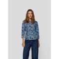 Print-Shirt RABE "RABE Floral gemustertes Shirt mit 3/4-Ärmeln" Gr. 38, blau (dunkelblau) Damen Shirts