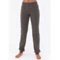 Relaxhose H.I.S, Damen, Gr. 32/34, N-Gr, grau (anthrazit meliert), angeraute Sweatware, Obermaterial: 60% Baumwolle, 40% Polyester, meliert, casual, Hosen, mit Piping vorn, Loungeanzug