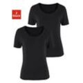 T-Shirt VIVANCE "aus elastischer Baumwoll-Qualität" Gr. 32/34, schwarz Damen Shirts