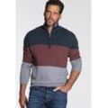 Troyer MAN'S WORLD, Herren, Gr. L (52/54), bunt (marine bordeaux), Strick, Obermaterial: 50% Baumwolle, 50% Polyacryl, colorblocking, casual, normal, amerikanischer Ausschnitt, Langarm Rippstrickbündchen, Pullover, mit Blockstreifen, Topseller