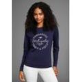 Sweatshirt KANGAROOS Gr. 36/38 (S), blau (dunkelblau), Damen, Obermaterial: 100% Baumwolle, Sweatshirts mit Frontprint - NEUE KOLLEKTION