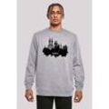 Kapuzenpullover F4NT4STIC "Cities Collection - Munich skyline", Herren, Gr. L, grau (erdgrau), Obermaterial: 50% Baumwolle, 50% Polyester, casual, relaxed fit, Rundhals, Pullover, Print