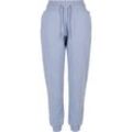 Jogginghose URBAN CLASSICS "Urban Classics Damen Ladies Organic High Waist Sweat Pants", Damen, Gr. L, US-Größen, blau (violablau), 100% Baumwolle, unifarben, loose fit, Hosen