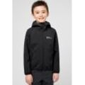 Softshelljacke JACK WOLFSKIN "FOURWINDS JACKET KIDS", Kinder, Gr. 164, schwarz (granite, schwarz), Hauptmaterial: 100% Polyester (recycled); Futter: 100% Polyester (recycled), Jacken