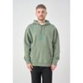 Kapuzensweatshirt CLEPTOMANICX "Boxy Hooded Residence", Herren, Gr. L, grün (dunkelgrün), 100% Baumwolle, bestickt, casual, normal, ohne Ausschnitt, Langarm, Sweatshirts, im lockeren Schnitt