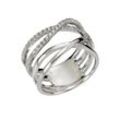 Fingerring ZEEME "925 Silber rhodiniert Zirkonia weiß" Fingerringe Gr. 016 (50,5), Silber 925 (Sterlingsilber), weiß (weiß, weiß) Damen