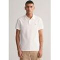 Poloshirt GANT "SLIM SHIELD SS PIQUE POLO", Herren, Gr. 4XL, weiß, Jersey, Obermaterial: 100% Baumwolle, unifarben, casual, slim fit hüftlang, hoch geschlossener Ausschnitt, Kurzarm Rippbündchen, Shirts, mit Logostickerei auf der Brust