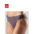 Slip NUANCE Gr. 32/34, 2 St., grau (2xgrau) Damen Unterhosen mit Spitzeneinsatz vorne