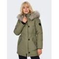 Parka ONLY "ONLIRIS FUR WINTER PARKA LIFE CC OTW", Damen, Gr. S (36), grün (mermaid detail:nature fur), Web, Obermaterial: 100% Polyester, unifarben, modisch, Langarm, Jacken, mit verdeckter Knopfleiste