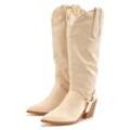 Stiefelette LASCANA Gr. 36, beige, Damen, Obermaterial: 100% Lederimitat. Futter: 100% Textilmaterial. Decksohle: 100% Lederimitat. Laufsohle: 100% Synthetik, unifarben, Schuhe, Cowboy Stiefel,Slouchy Boots mit abnehmbarem Schaft,Boots VEGAN